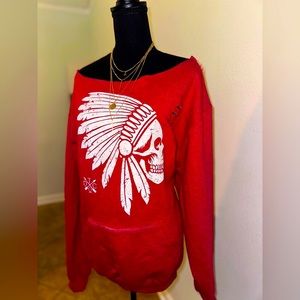 The Drive Clothing - Apache Wide Neck Sweatshirt - Red